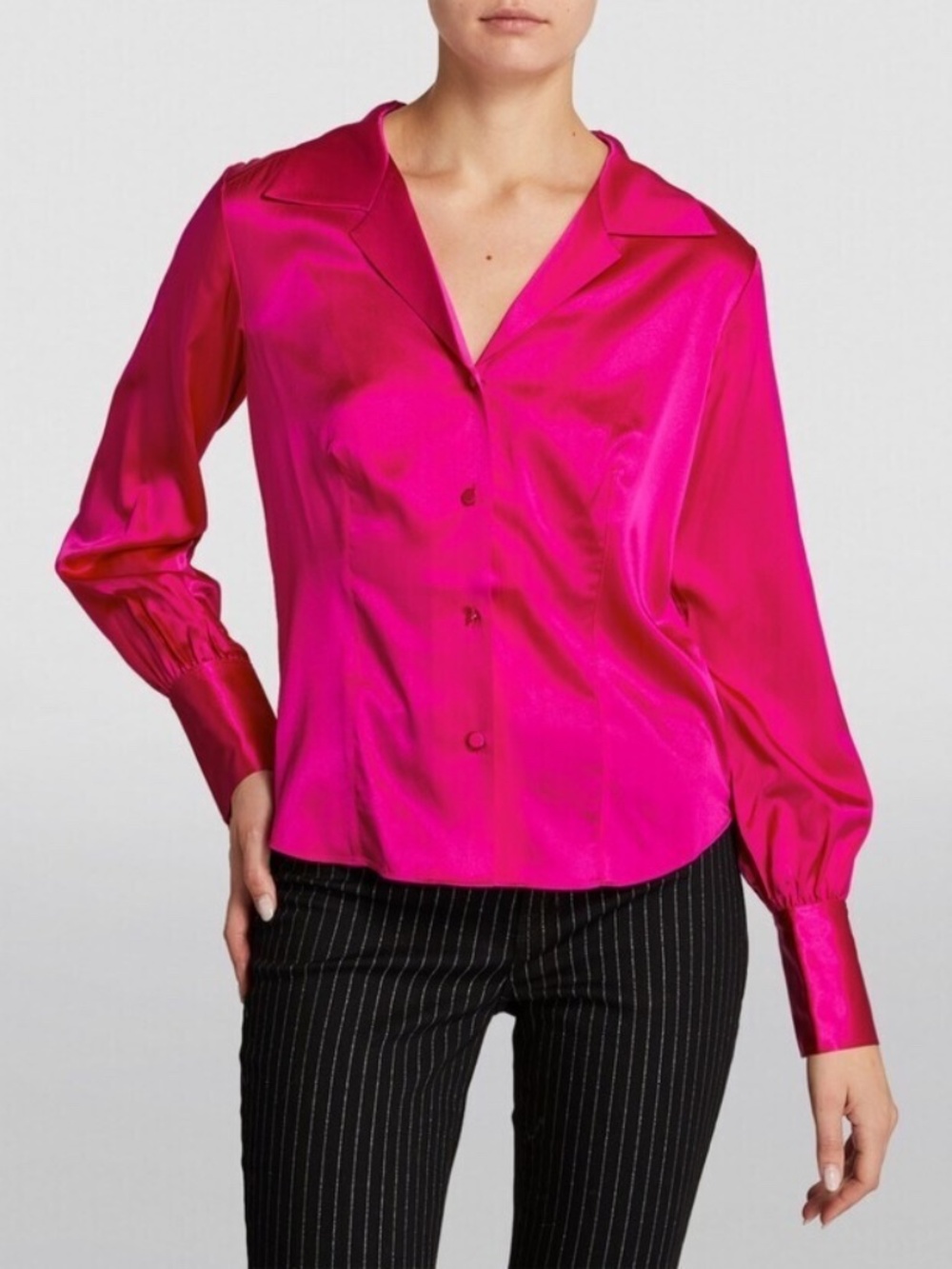 $398 Unworn Frame Silk Femme Shirt in Magenta - Picture 11 of 13